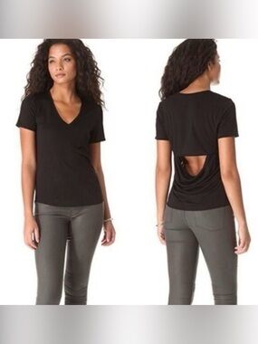 Helmut Lang Black Open Back V-neck T-shirt